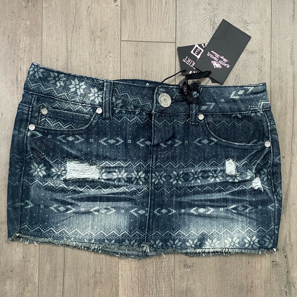 Super Cute Jean Patterned Jean Skirt NWT